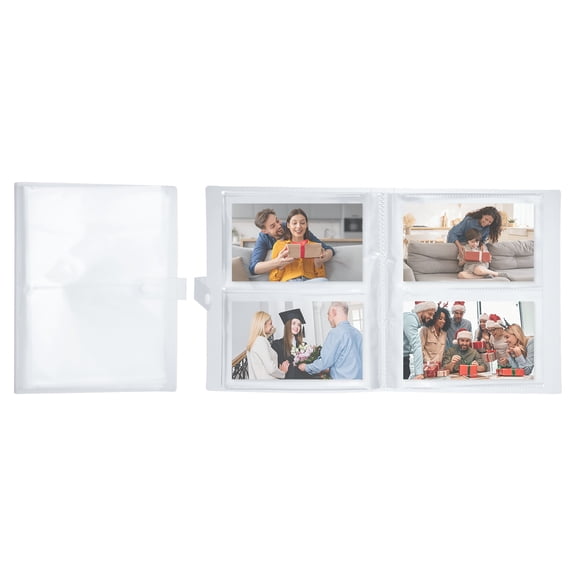 Uxcell 2 Pocket Clear Photo Album, 200 Slots Card Scrapbook with Snap Closure, Transparent