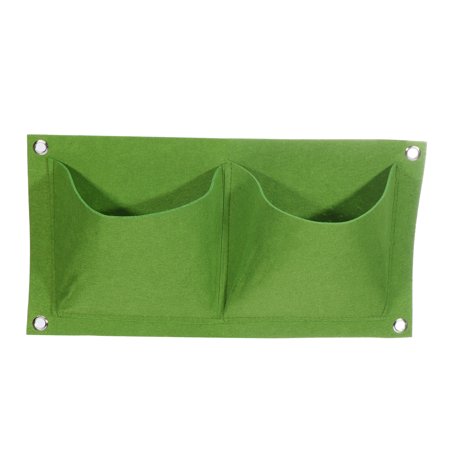 Uxcell 2 Pockets Vertical Hanging Felt Fabric Grow Bag Plant Container, Green