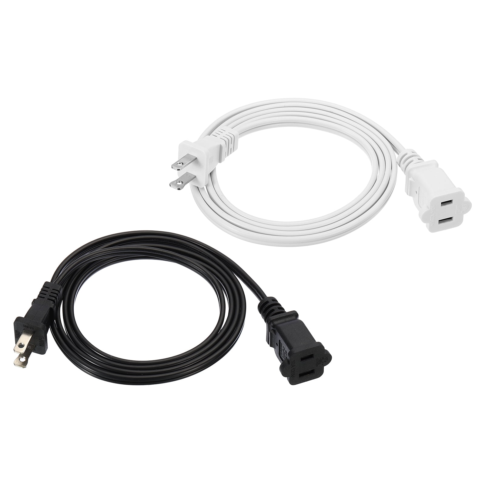 Uxcell 2 Prong 5Ft Extension Cord Male/Female Power Cord 2 Outlet Polarized Plug, 2 Pack