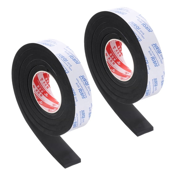 Uxcell 2 Roll 1-9/16"W x 3/8"T x 6.6Ft Self-Adhesive EVA Insulation Foam Tape, Black