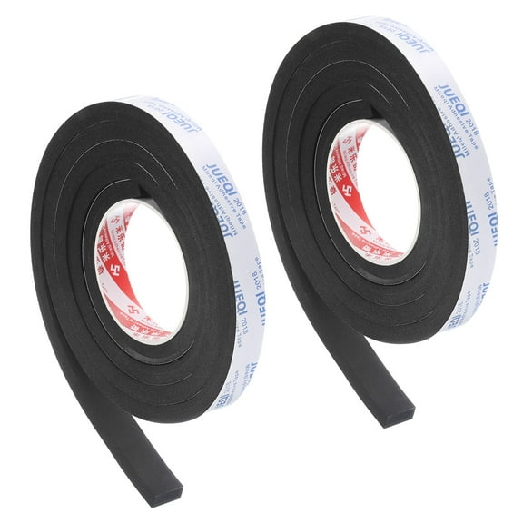 Uxcell 2 Roll 3/4"W x 3/8"T x 6.6Ft Self-Adhesive EVA Insulation Foam Tape, Black