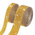 thumbnail image 1 of Uxcell 2-Roll Crystal Rhinestone Ribbon,0.5/1.1 Inch x 2 Yards for DIY Necklace[Spray Gold], 1 of 6