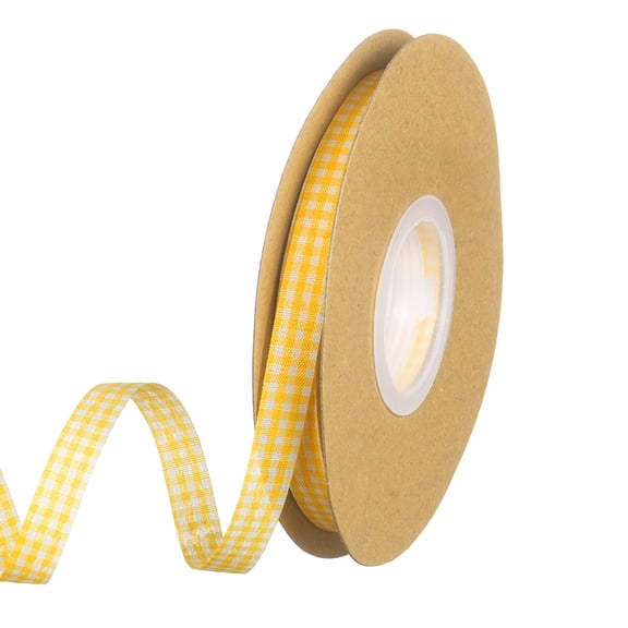 Uxcell 2 Roll Orange Gingham Ribbon, 3/8 Inch x 50 Yard Orange and White Plaid Ribbon, Thin Polyester Checkered Ribbon for Crafts, Hair Accessories, Gift Wrapping, Party Decoration