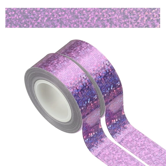 Uxcell 2 Roll Prism Tape, 15mm Self-Adhesive Holographic Reflective Decorative Tape for Crafts DIY Gift Packaging Art Scrapbook Wrapping Wall Decor, Light Purple