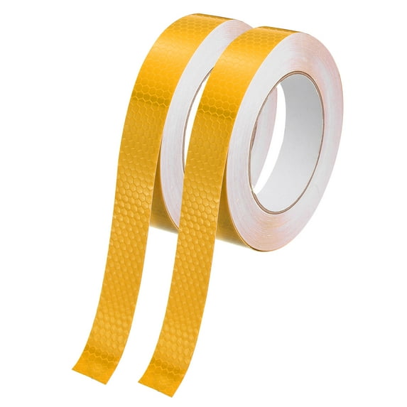 Uxcell 2 Roll Reflective Tape Caution Warning Sticker Adhesive Tape 1 Inch x 66 Ft Waterproof Marking Tape Yellow