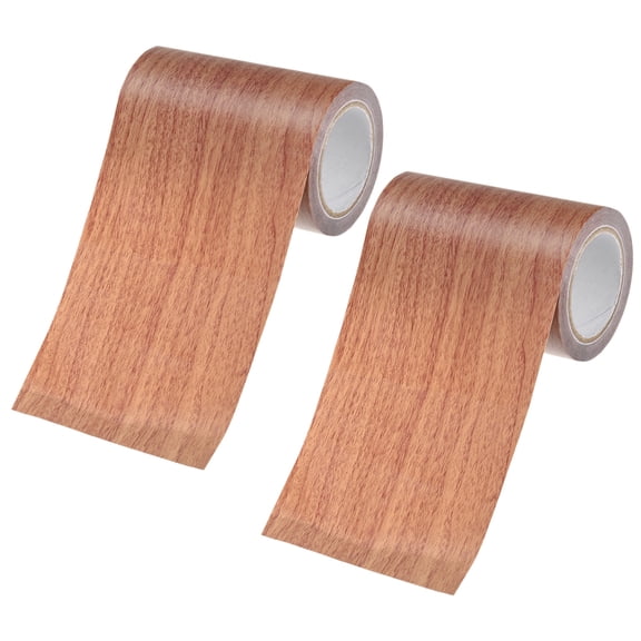 Uxcell 2-Roll Wood Grain Repair Tape, 3.15inch x 15ft Self-Adhesive Wood Floor Tape, Realistic Textured Repair [Chocolate Pine]