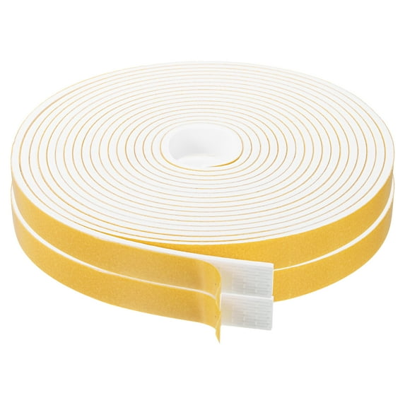 Uxcell 2 Rolls 1/2"x 1/8"x 16.4 Ft Weather Stripping Door Seal Strip Foam Tape