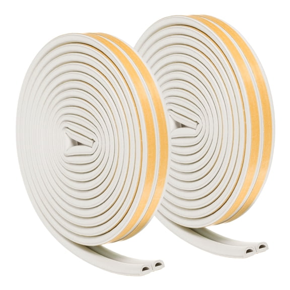 Uxcell 2 Rolls 19.7Ft 7/20"W x 6/25"T EPDM Weather Stripping Door Seal, White