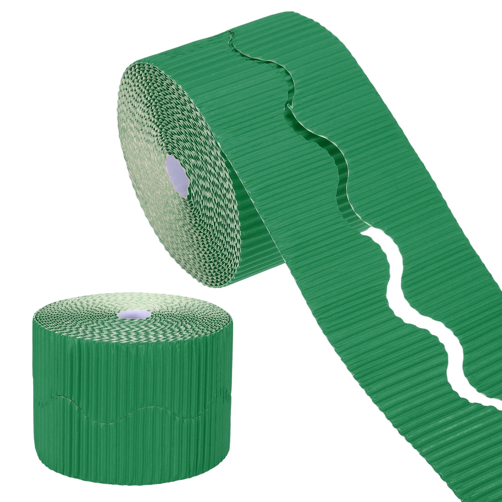 Uxcell 2 Rolls 24.6ft Bulletin Board Border, Scalloped Trim Paper Corrugated Paper Wavy Border for Bulletin Crafts Offices DIY Project Party Cork Poster, Dark Green