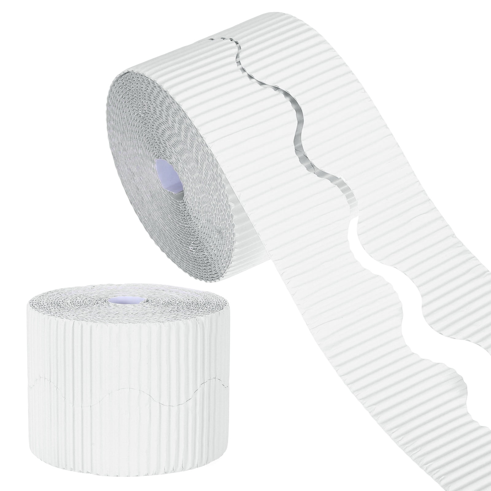 Uxcell 2 Rolls 24.6ft Bulletin Board Border, Scalloped Trim Paper Corrugated Paper Wavy Border for Bulletin Crafts Offices DIY Project Party Cork Poster, White