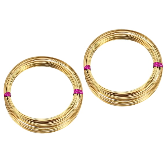Uxcell 2 Rolls 26Ga/0.4mm 49.21Ft Half Hard Bendable Brass Square Wire, Brass
