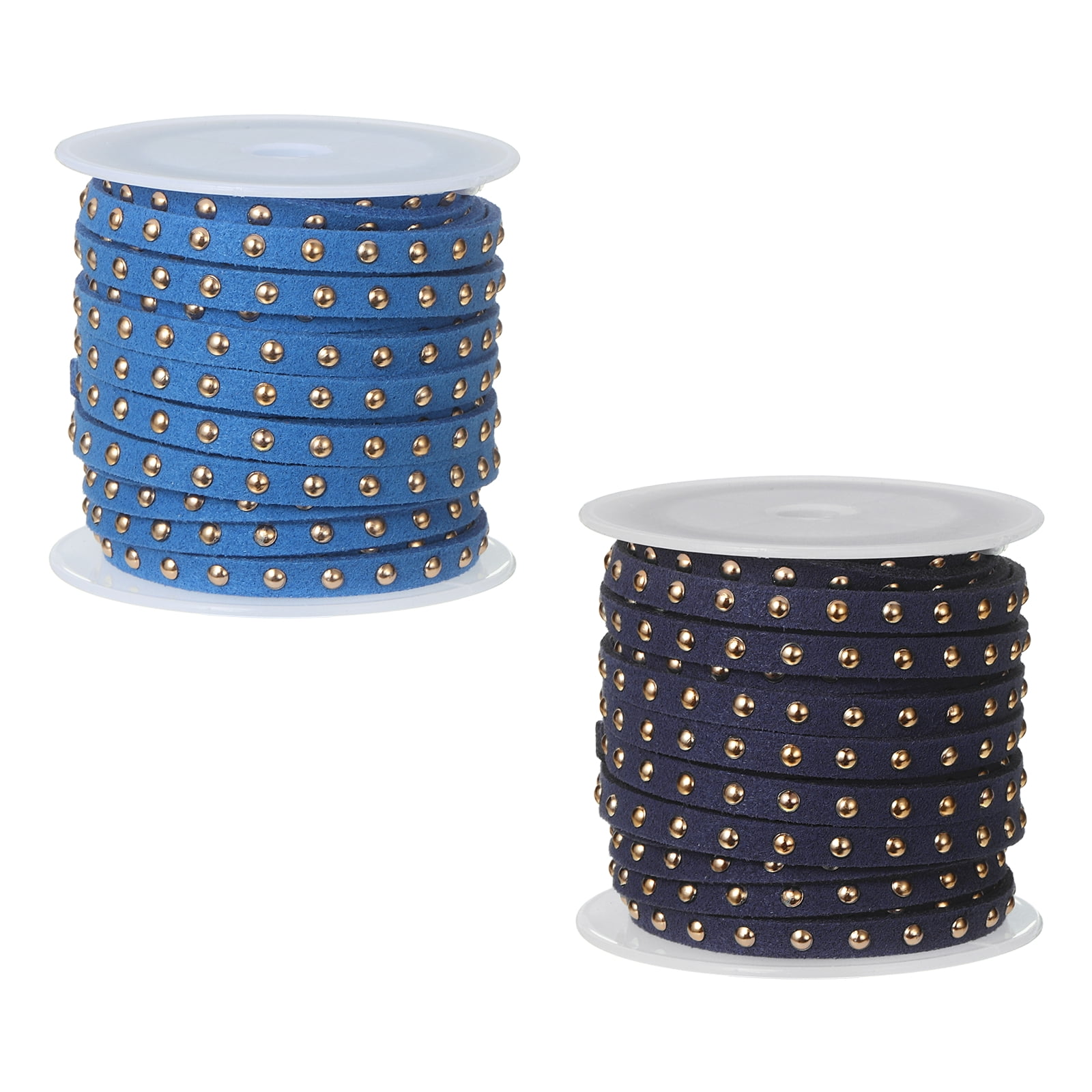 Uxcell 2 Rolls 5.5 Yard Suede Cord, 5mm Wide Studded Faux Leather ...