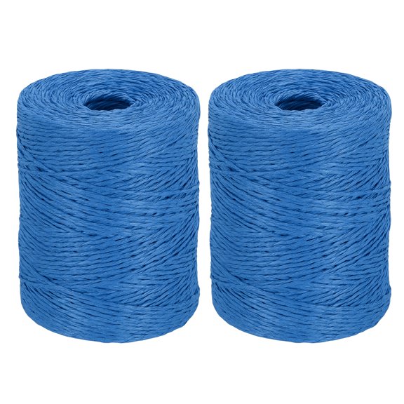 Uxcell 2 Rolls Blue Raffia Yarn, 328 Yard Crochet Raffia Ribbon 1/16" Wide Natural Paper Rope String for Gift Wrapping Crocheting Knitting DIY Crafts