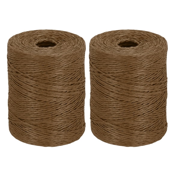 Uxcell 2 Rolls Brown Raffia Yarn, 328 Yard Crochet Raffia Ribbon 1/16" Wide Natural Paper Rope String for Gift Wrapping Crocheting Knitting DIY Crafts