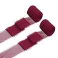 thumbnail image 1 of Uxcell 2 Rolls Chiffon Ribbon, 1.5 Inch x 5 Yard Handmade Fringe Ribbon Silk Frayed Ribbon for Flower Bouquet Wrapping Wedding Decoration Bridal DIY Crafts Burgundy, 1 of 5