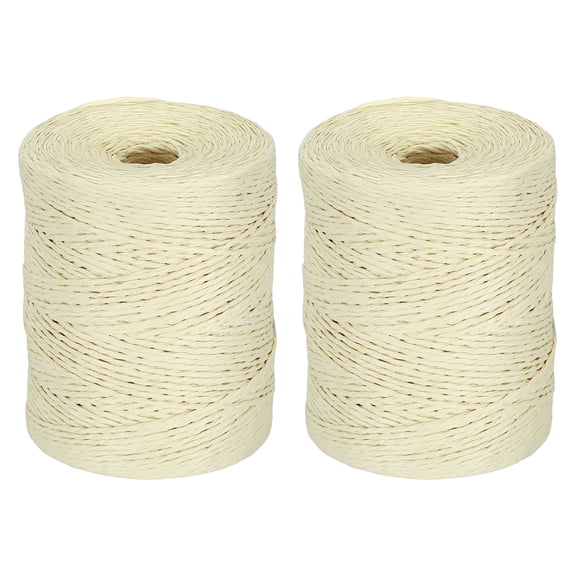 Uxcell 2 Rolls Cream Raffia Yarn, 328 Yard Crochet Raffia Ribbon 1/16" Wide Natural Paper Rope String for Gift Wrapping Crocheting Knitting DIY Crafts