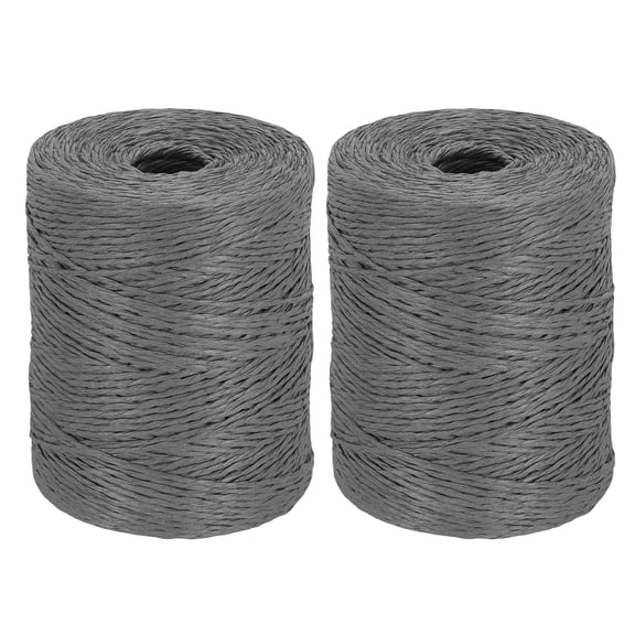 Uxcell 2 Rolls Dark Gray Raffia Yarn, 328 Yard Crochet Raffia Ribbon 1/16" Wide Natural Paper Rope String for Gift Wrapping Crocheting Knitting DIY Crafts
