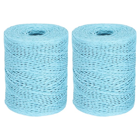 Uxcell 2 Rolls Light Blue Raffia Yarn, 328 Yard Crochet Raffia Ribbon 1/16" Wide Natural Paper Rope String for Gift Wrapping Crocheting Knitting DIY Crafts