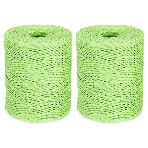 Uxcell 2 Rolls Light Green Raffia Yarn, 328 Yard Crochet Raffia Ribbon 1/16" Wide Natural Paper Rope String for Gift Wrapping Crocheting Knitting DIY Crafts