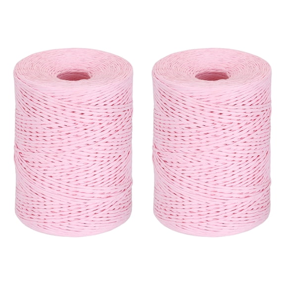 Uxcell 2 Rolls Light Pink Raffia Yarn, 328 Yard Crochet Raffia Ribbon 1/16" Wide Natural Paper Rope String for Gift Wrapping Crocheting Knitting DIY Crafts