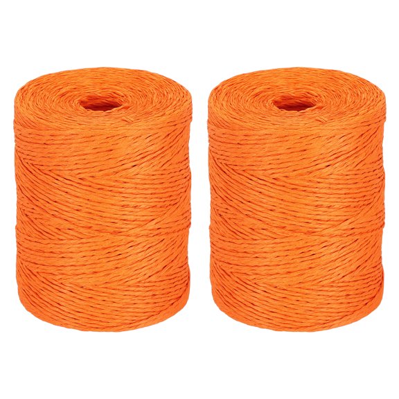 Uxcell 2 Rolls Orange Raffia Yarn, 328 Yard Crochet Raffia Ribbon 1/16" Wide Natural Paper Rope String for Gift Wrapping Crocheting Knitting DIY Crafts
