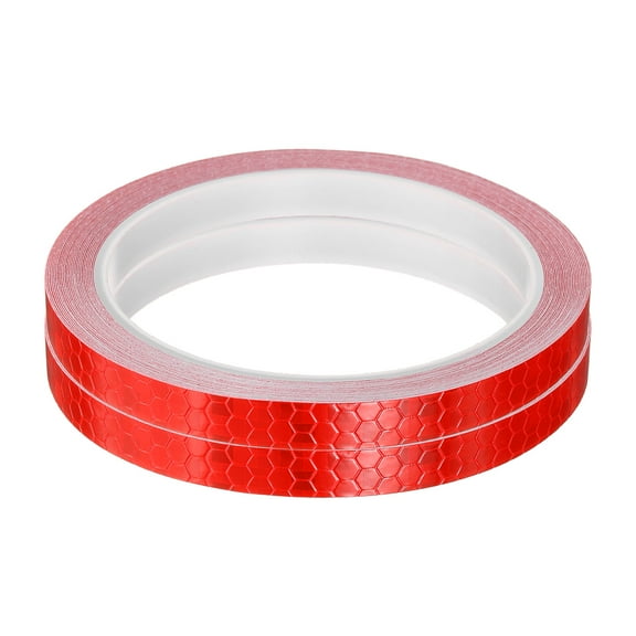 Uxcell 2 Rolls Reflective Tape 0.4"x26ft Adhesive Night Safety Warning Tapes Outdoor Bicycle Adhesive Reflector Stickers for Vehicles Trailers Trucks Bike Cars Signs, Red