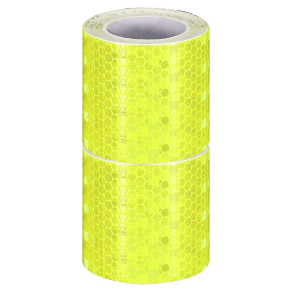 Uxcell 2 Rolls Reflective Tape 2"x10ft Adhesive Night Safety Warning Tapes Outdoor Bicycle Adhesive Reflector Stickers for Vehicles Trailers Trucks Bike Cars Signs, Yellowish
