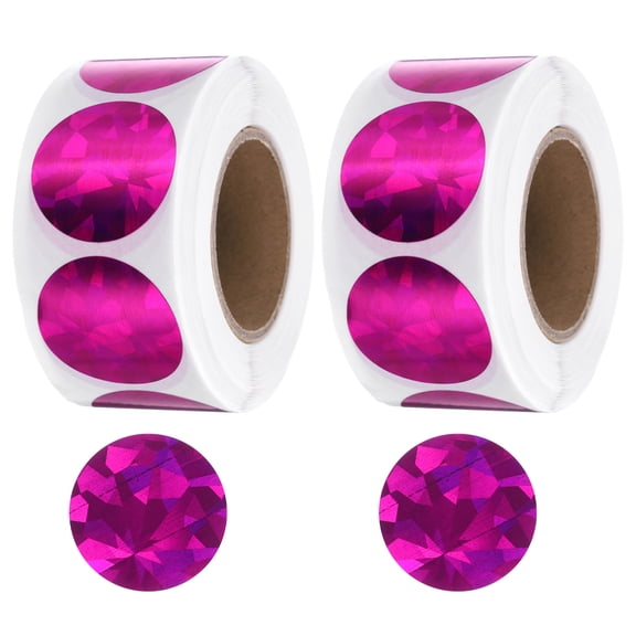 Uxcell 2 Rolls Shiny Round Stickers 1 Inch Self-Adhesive Label, Rose Red(C-53-25)