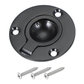 Uxcell 2" Round Flush Pull Ring Handles Square Recessed Door Pull Hidden Boat Hatch Latch,Black