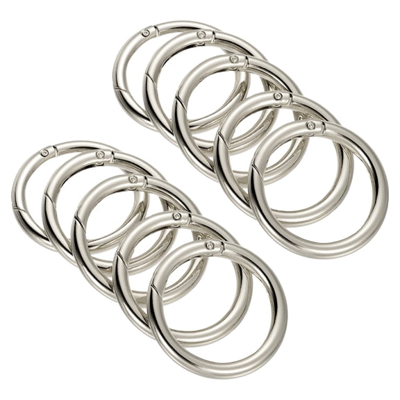 Uxcell 2'' Round Spring Gate O Ring Snap Clip Buckle Zinc Alloy Silver Tone 10Pcs