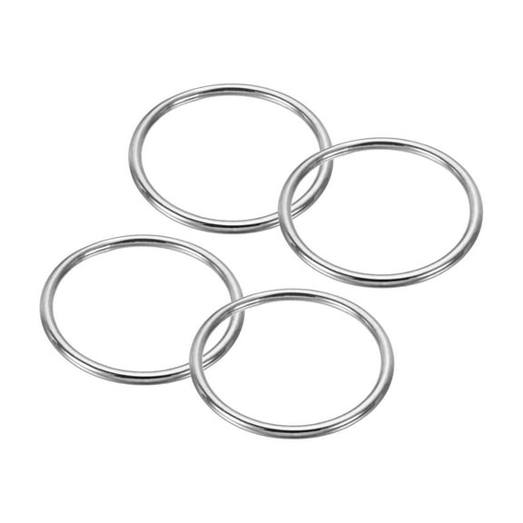 Uxcell 2" Seamless Metal O Rings, 4 Pack 304 Stainless Steel O-Ring Solid Round Rings for Macrame, DIY Craft,4x50mm