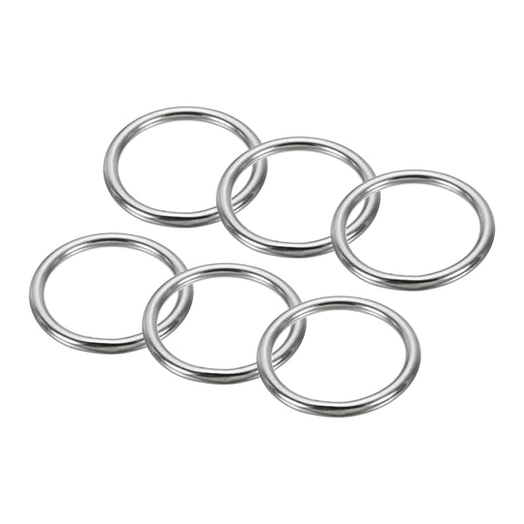 Uxcell 2" Seamless Metal O Rings, 6 Pack 304 Stainless Steel O-Ring Solid Round Rings for Macrame, DIY Craft,6x50mm