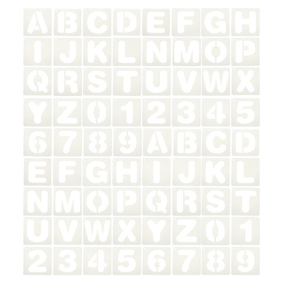 Uxcell 2 Set 1" Letter Number Stencils, 36Pcs Square Reusable Letter and Number Stencil Templates for Painting on Wall Wood Fabric Signage, Uppercase Letter Style