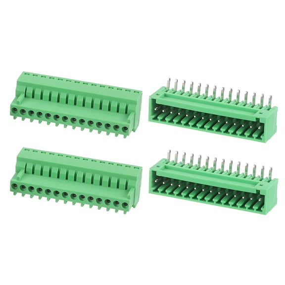 Uxcell 2 Set 14 Pin 2.54mm Pitch 125V 4A PCB Mount Screw Terminal Block Connector, Right Angle Pluggable Plug for DIY Electronics Audio Power Modules Cable