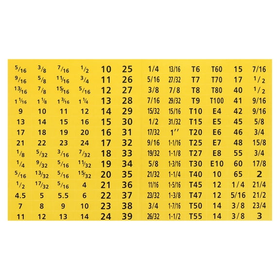 Uxcell 2 Set  180 Tool Box Labels Wrench Socket Size Stickers for Tool Organization, Yellow