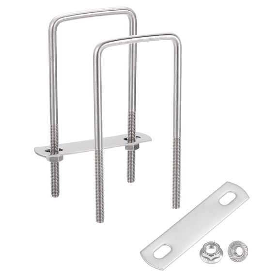 Uxcell 2 Set 2" Inner Wide Round U Bolts, 4-3/4" Length 304 Stainless Steel U-Bolts with Flange Hexagon Nuts, Frame Plates for Trailer, Automotive, (50mm W x 120mm L)