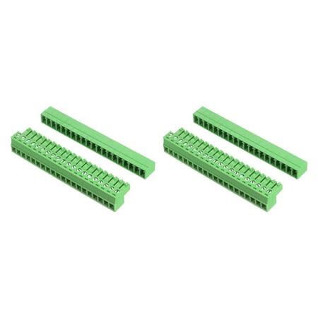 Uxcell 2 Set 20 Pin 3.81mm Pitch PCB Mount Screw Terminal Block Connector, Right Angle Pluggable Phoenix Plug for DIY Electronics Audio Power Modules 26-16AWG Cable