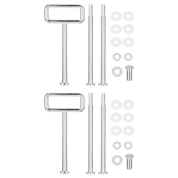 Uxcell 2 Set 3-Tier Cupcake Stand Hardware Handles, Zinc alloy Cake Plate Stand Handle with Screws, Square Silver