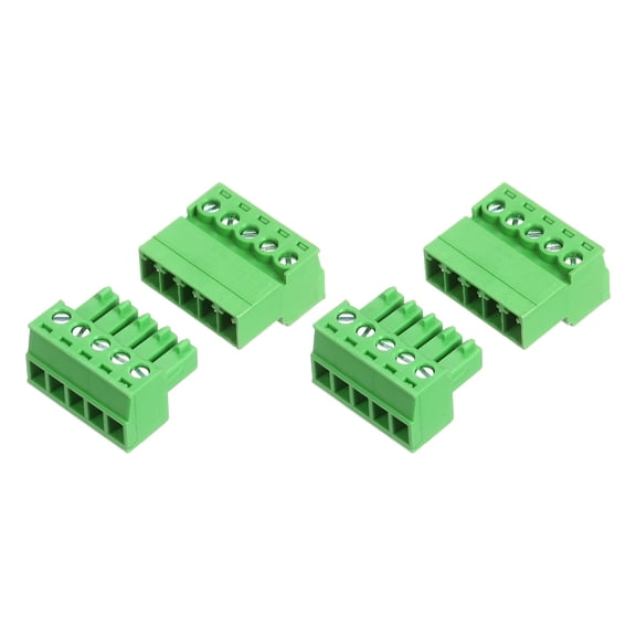 Uxcell 2 Set 5 Pin 3.81mm Pitch PCB Mount Screw Terminal Block Connector, Right Angle Pluggable Phoenix Plug for DIY Electronics Audio Power Modules 26-16AWG Cable