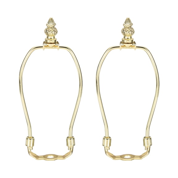 Uxcell 2 Set 6" Lamp Shade Harp Holder, Heavy Duty Detachable Lampshade Brackets with 1.38" Height Solid Metal Finial Shade Holder for Table and Floor Lamps, Gold