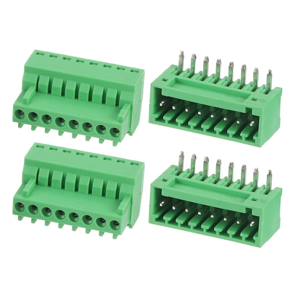 Uxcell 2 Set 8 Pin 2.54mm Pitch 125V 4A PCB Mount Screw Terminal Block Connector, Right Angle Pluggable Plug for DIY Electronics Audio Power Modules Cable