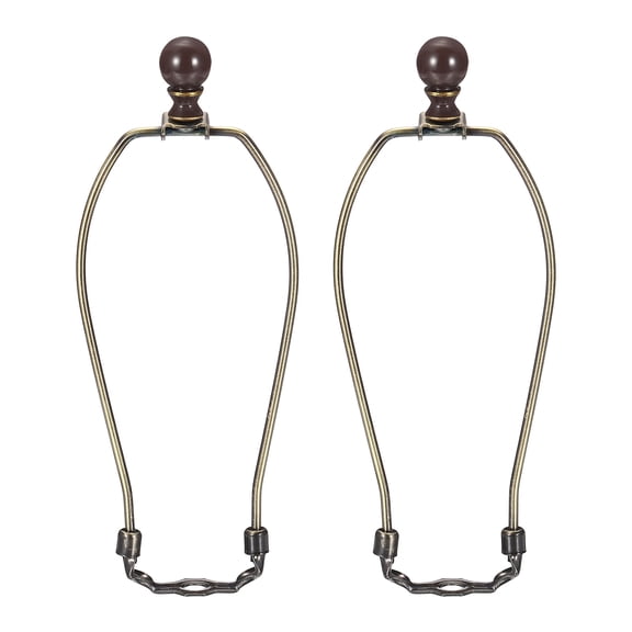 Uxcell 2 Set 9"  Lamp Shade Harp Holder, Heavy Duty Detachable Lampshade Brackets with 1.46" Height Solid Metal Finial Shade Holder for Table and Floor Lamps, Bronze/Brown