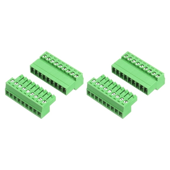 Uxcell 2 Set 9 Pin 3.5mm Pitch PCB Mount Screw Terminal Block Connector, Right Angle Pluggable Phoenix Plug for DIY Electronics Audio Power Modules 26-16AWG Cable