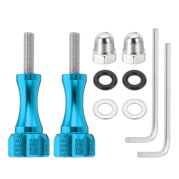 Uxcell 2 Set Aluminum Alloy Thumbscrews M5 Threaded 18.5mm with Wrench and Cap - Standard Camera Mounts Screws, Fits Insta360/ONE X3/X2/X/RS/R/GO 2, Blue