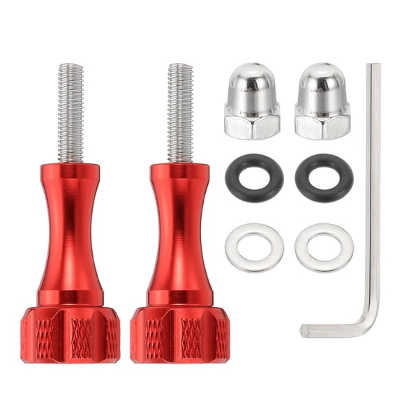 Uxcell 2 Set Aluminum Alloy Thumbscrews M5 Threaded 18.5mm with Wrench and Cap - Standard Camera Mounts Screws, Fits Insta360/ONE X3/X2/X/RS/R/GO 2, Red