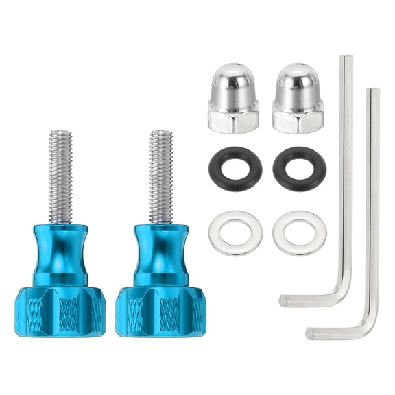 Uxcell 2 Set Aluminum Alloy Thumbscrews M5 Threaded 19mm with Wrench and Cap - Standard Camera Mounts Screws, Fits Insta360/ONE X3/X2/X/RS/R/GO 2, Blue