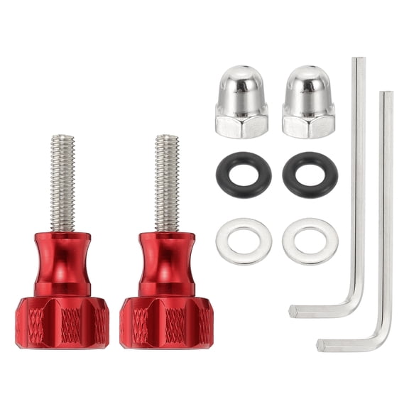 Uxcell 2 Set Aluminum Alloy Thumbscrews M5 Threaded 19mm with Wrench and Cap - Standard Camera Mounts Screws, Fits Insta360/ONE X3/X2/X/RS/R/GO 2, Red