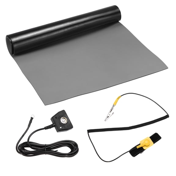 Uxcell 2 Set Anti Static Mat Kit for PC Building, 17"x25" Rubber ESD Soldering Mat Kit with Wrist Strap and Grounding Cord for Computer Electronics Repair and Home PC Upgrade, Sky Blue