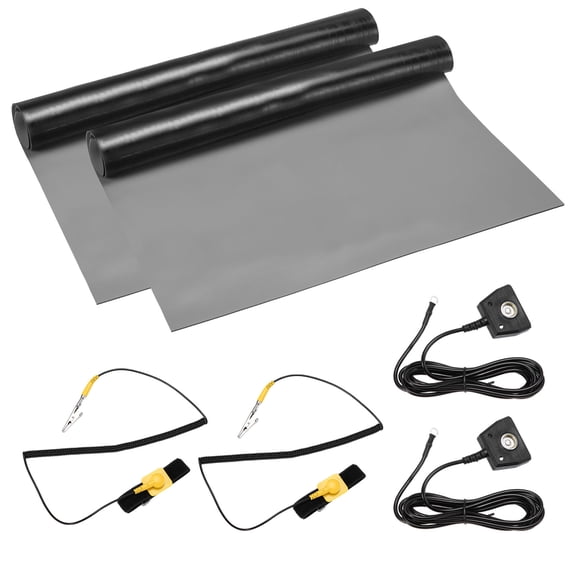 Uxcell 2 Set Anti Static Mat Kit for PC Building, 17"x25" Rubber ESD Soldering Mat Kit with Wrist Strap and Grounding Cord for Computer Electronics Repair and Home PC Upgrade, Sky Blue