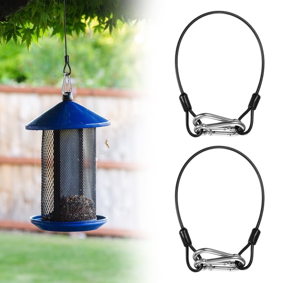 Uxcell 2-Set Bird Feeder Hanger for Tree, 11.81 Inch Flexible Stainless Steel Hanging Cables Chain Wire with Carabiners [Black]